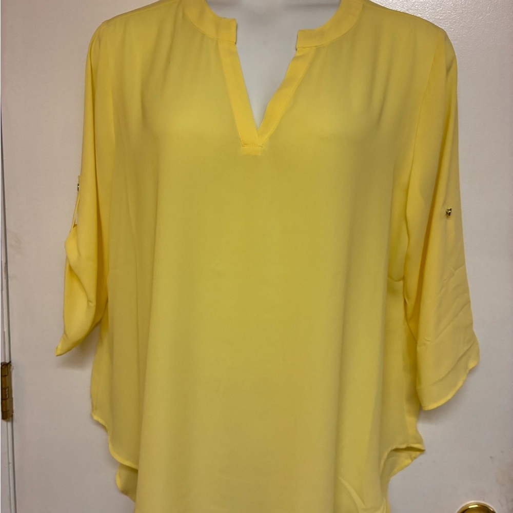 Cato Yellow Split Neck Flowy Blouse
